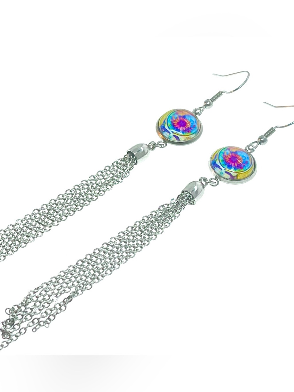 Grateful Dead Inspired Steal Your Face Tassel Earrings  Festival Fringe Deadhead